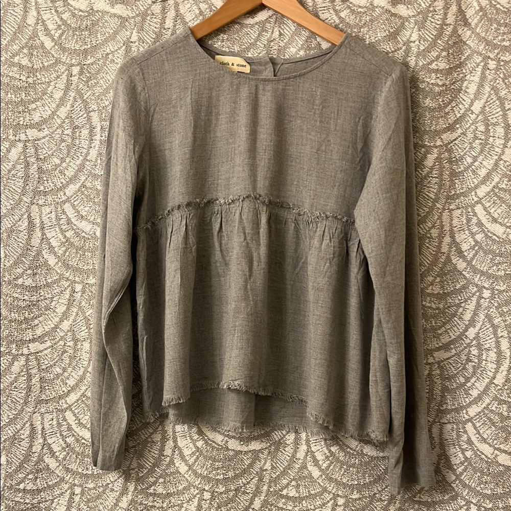 Cloth & Stone Babydoll Gray Top
